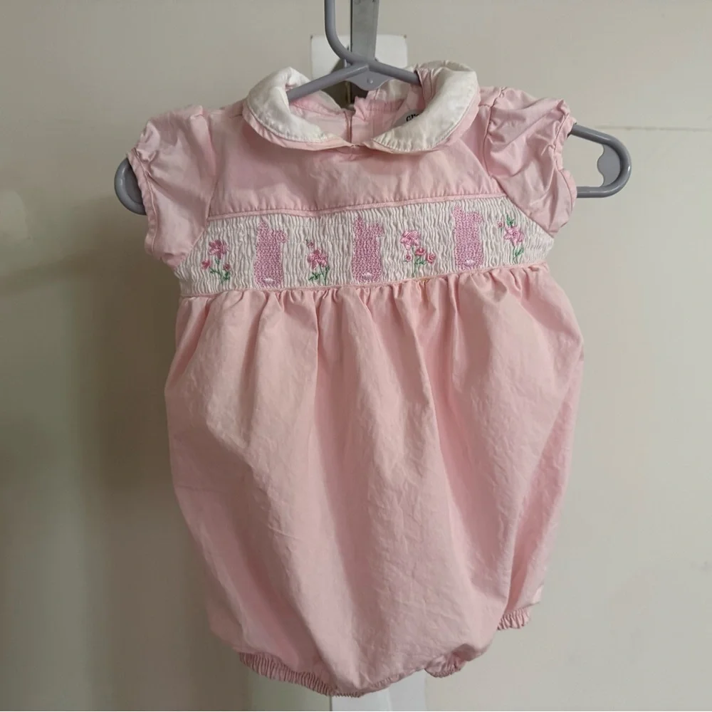 Crown & Ivy Smocked Bunny Bubble Romper